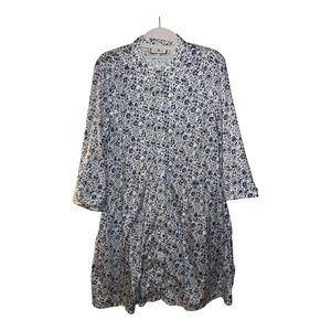 Tuckernuck Shirt Dress Blue Floral S